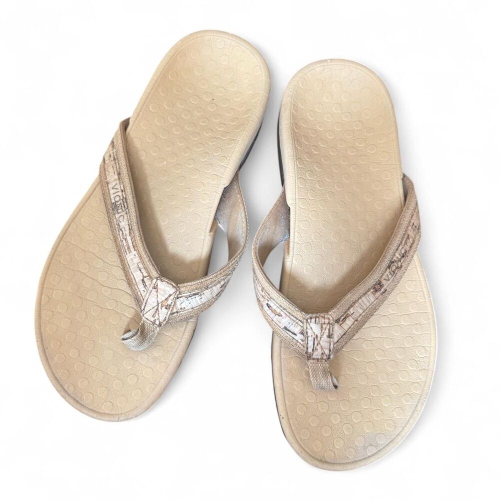 Vionic Tide II Thong Sandals Women’s EU 39 US 8 Tan Cork Comfort Flip Flops